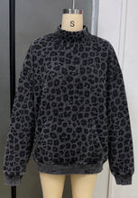 Black Leopard Pocket Mock Neck