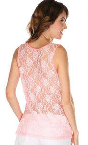 Lace Back Tank Coral