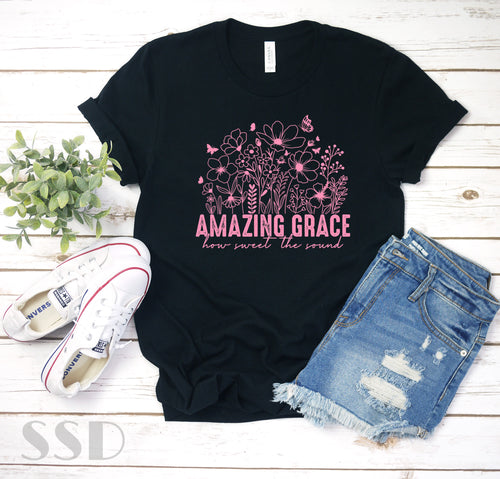 Amazing Grace Floral Transfer