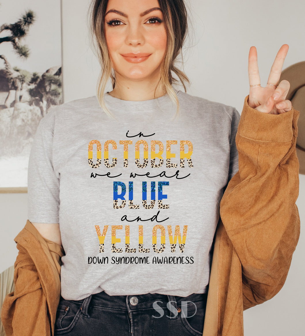 In October We Wear Blue & Yellow T-Shirt