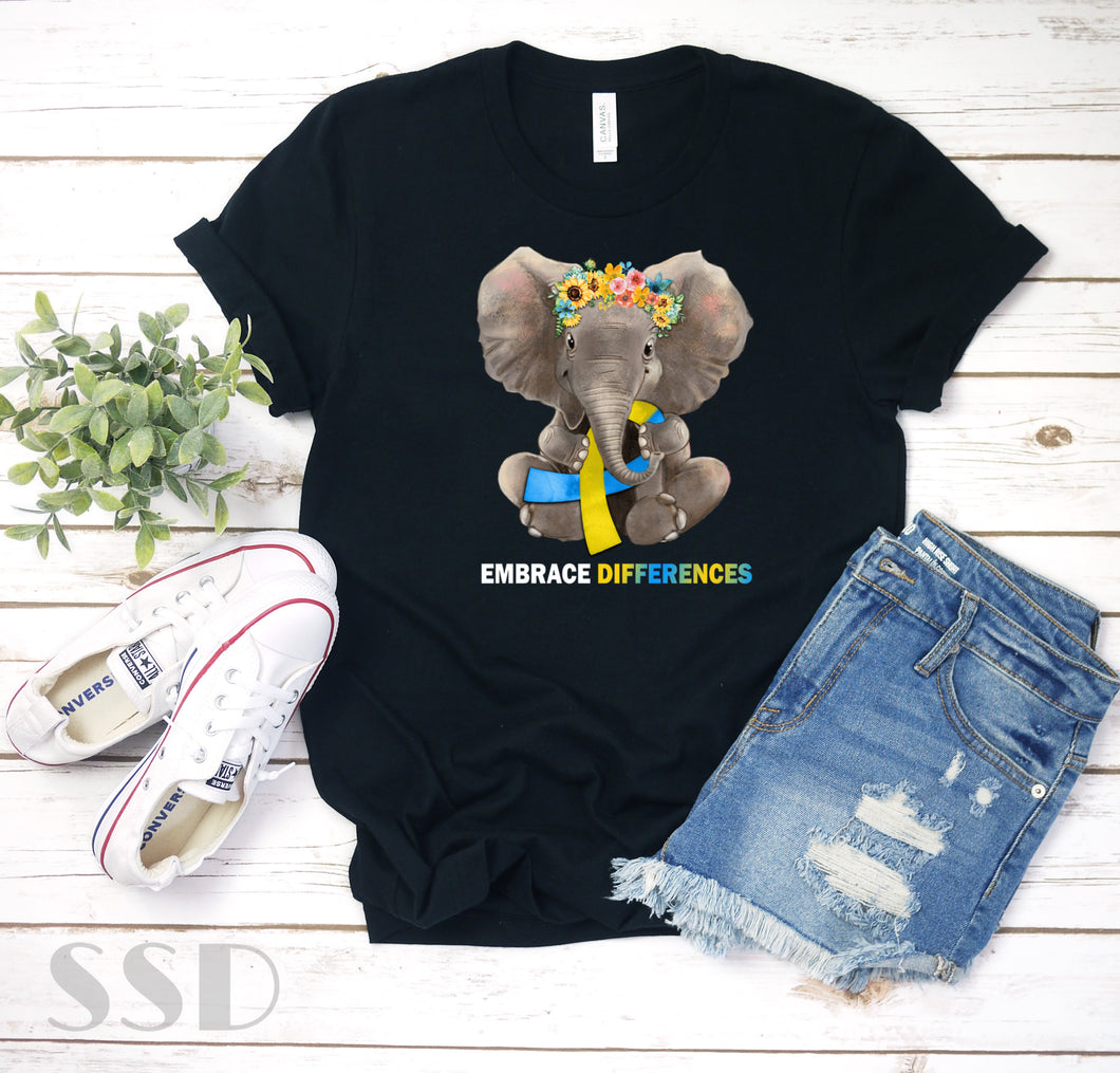 Embrace Differences Down Syndrome T-shirt