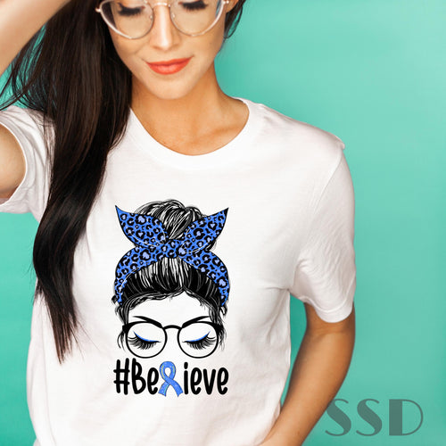 Blue Believe Messy Bun Transfer