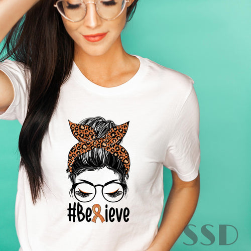 Orange Believe Messy Bun Transfer