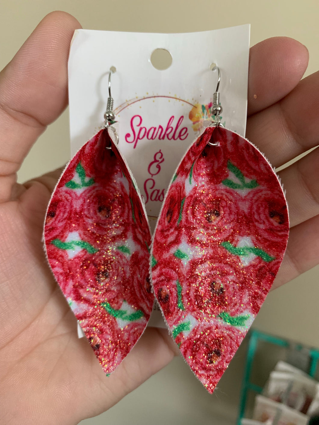 Sparkly Rose Earrings